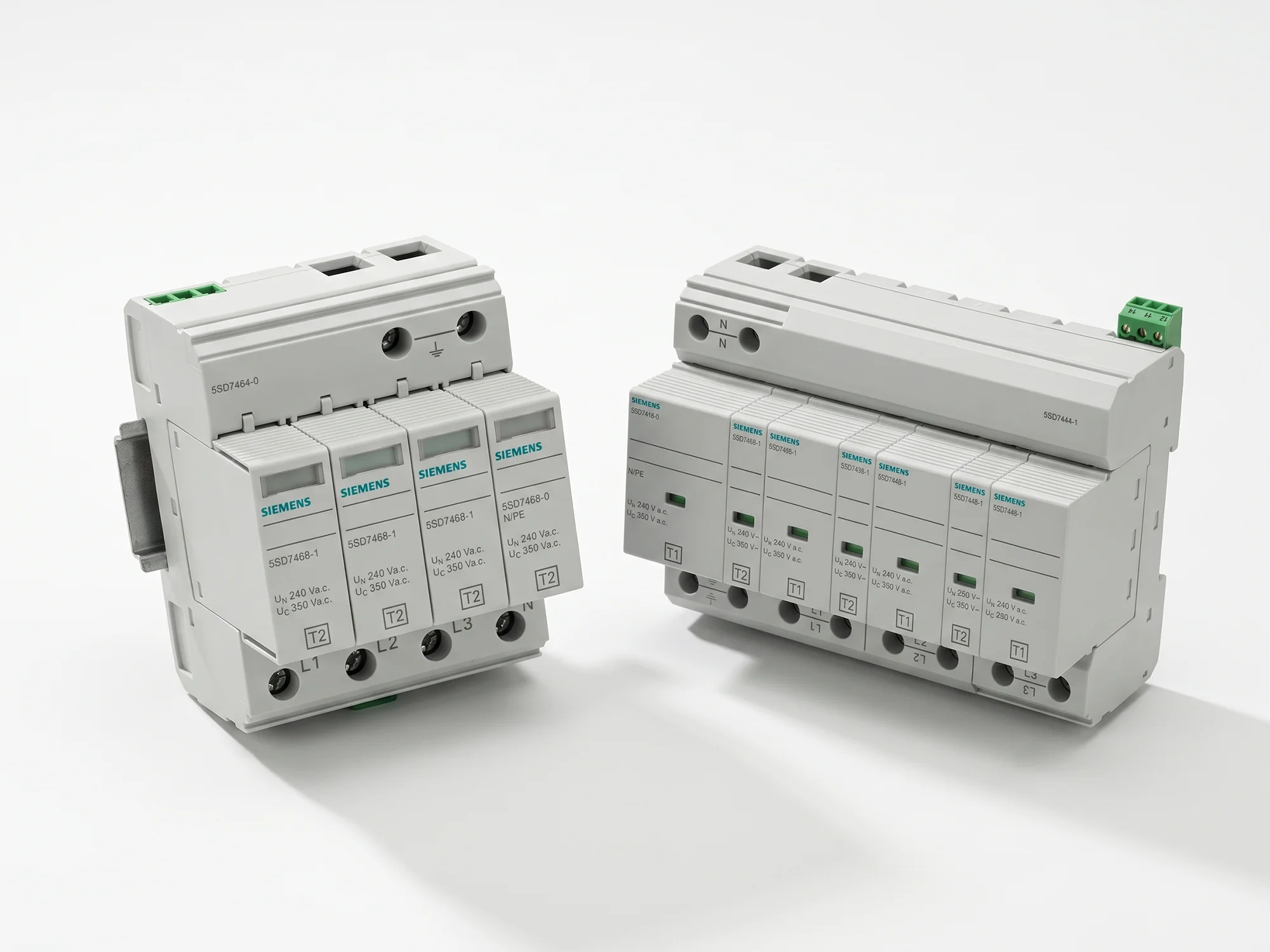 Siemens 5SD7 serisi iki parafudr yan yana, dört kutuplu Tip 2 model ve Tip 1+2 kombine model | Levent Elektrik
